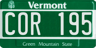 VT license plate COR195