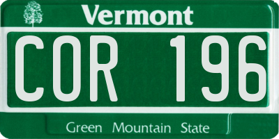 VT license plate COR196