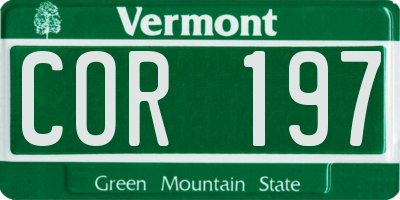 VT license plate COR197