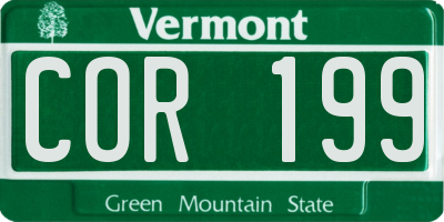 VT license plate COR199