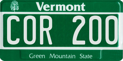 VT license plate COR200