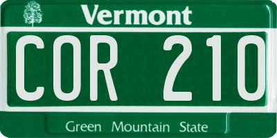 VT license plate COR210
