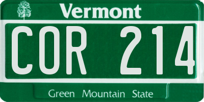 VT license plate COR214