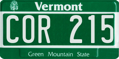 VT license plate COR215