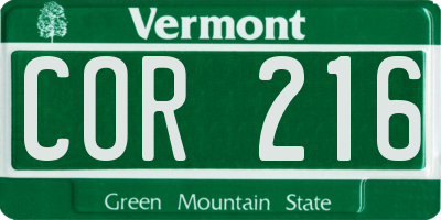VT license plate COR216