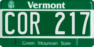 VT license plate COR217
