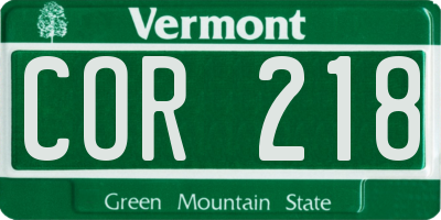 VT license plate COR218