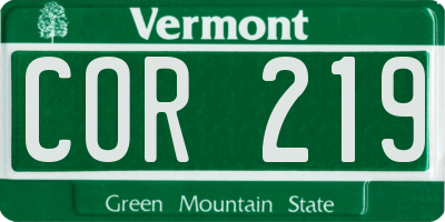 VT license plate COR219