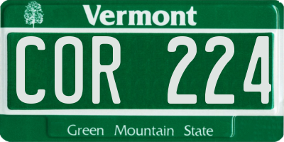 VT license plate COR224