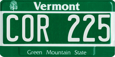 VT license plate COR225
