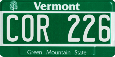 VT license plate COR226