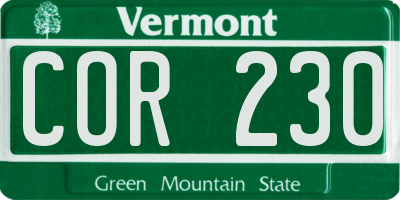 VT license plate COR230