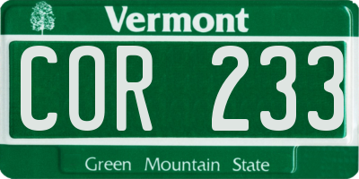 VT license plate COR233