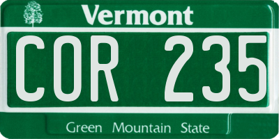 VT license plate COR235