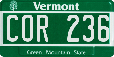 VT license plate COR236