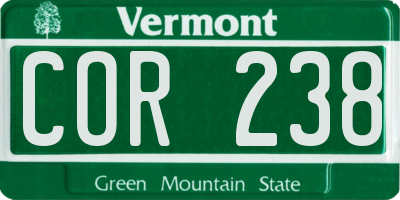 VT license plate COR238