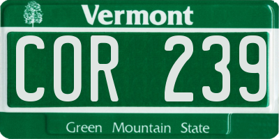 VT license plate COR239