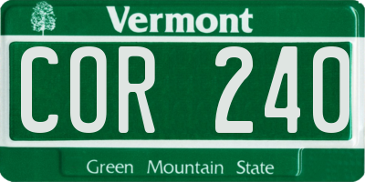 VT license plate COR240