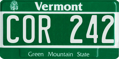 VT license plate COR242