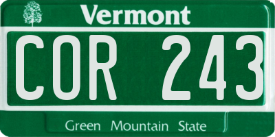 VT license plate COR243