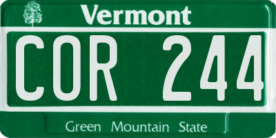 VT license plate COR244