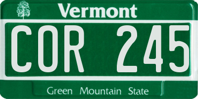 VT license plate COR245