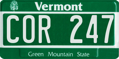 VT license plate COR247