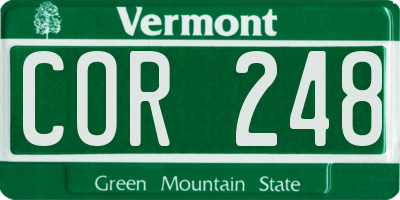 VT license plate COR248