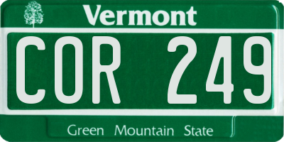 VT license plate COR249