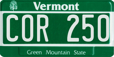 VT license plate COR250