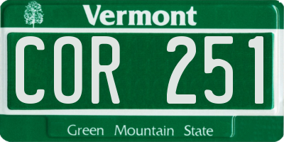 VT license plate COR251