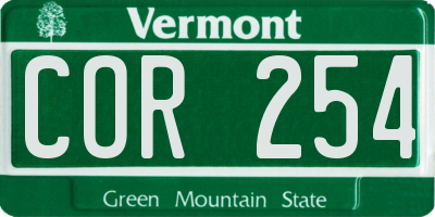 VT license plate COR254