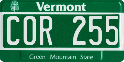 VT license plate COR255