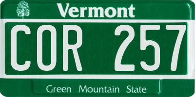 VT license plate COR257