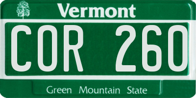 VT license plate COR260