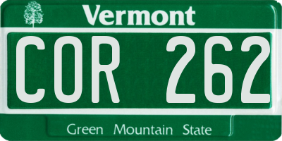 VT license plate COR262