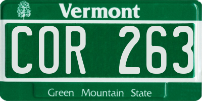 VT license plate COR263