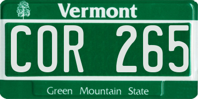 VT license plate COR265