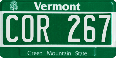 VT license plate COR267
