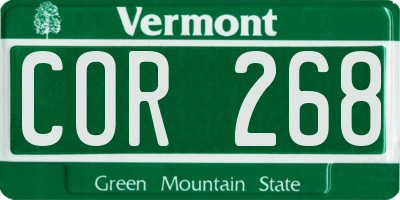 VT license plate COR268