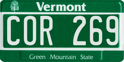 VT license plate COR269