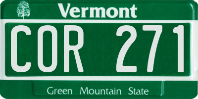 VT license plate COR271
