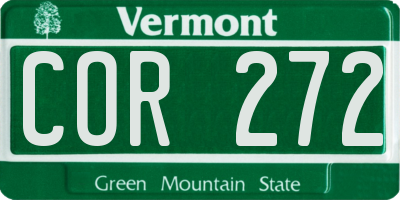 VT license plate COR272
