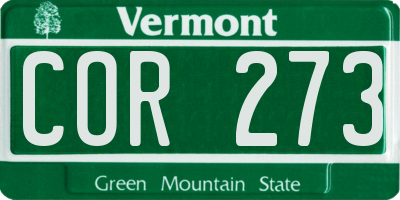 VT license plate COR273