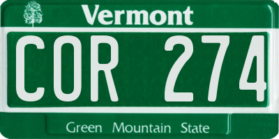 VT license plate COR274