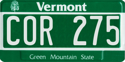 VT license plate COR275