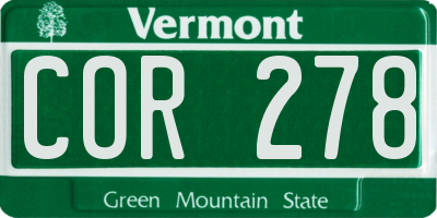 VT license plate COR278
