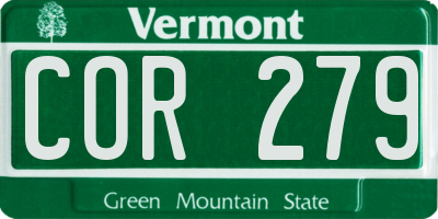 VT license plate COR279