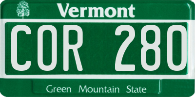 VT license plate COR280