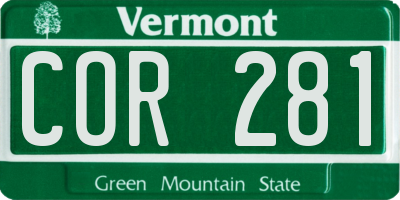 VT license plate COR281